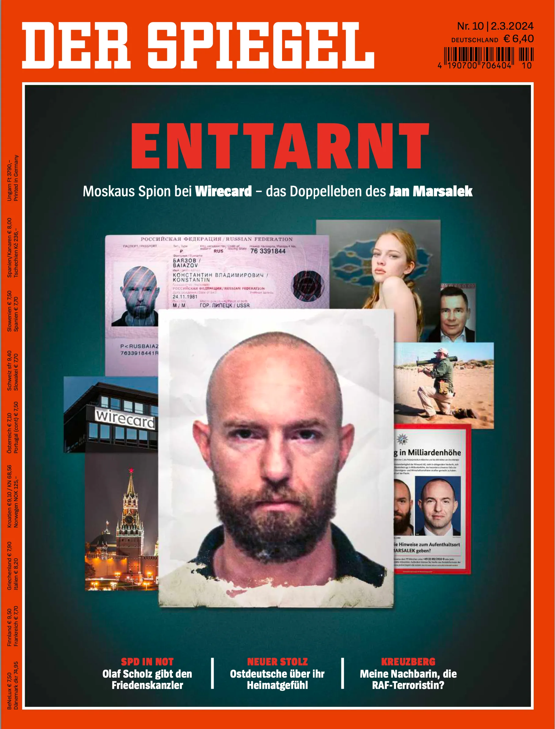 Magazin Cover von DER SPIEGEL mit dem Titel "Enttarnt - Moskaus Spion bei Wirecard - das Doppelleben des Jan Marsalek"